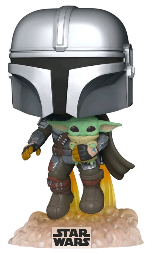 Star Wars: The Mandalorian - Mandalorian with the Child Jetpack Flying Pop! Vinyl