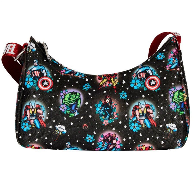 Loungefly Marvel Comics - Avengers Floral Tattoo Shoulder Bag