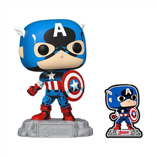 Marvel Comics - Captain America 60th Anniversary (with Pin) US Exclusive Pop! Vinyl [RS]