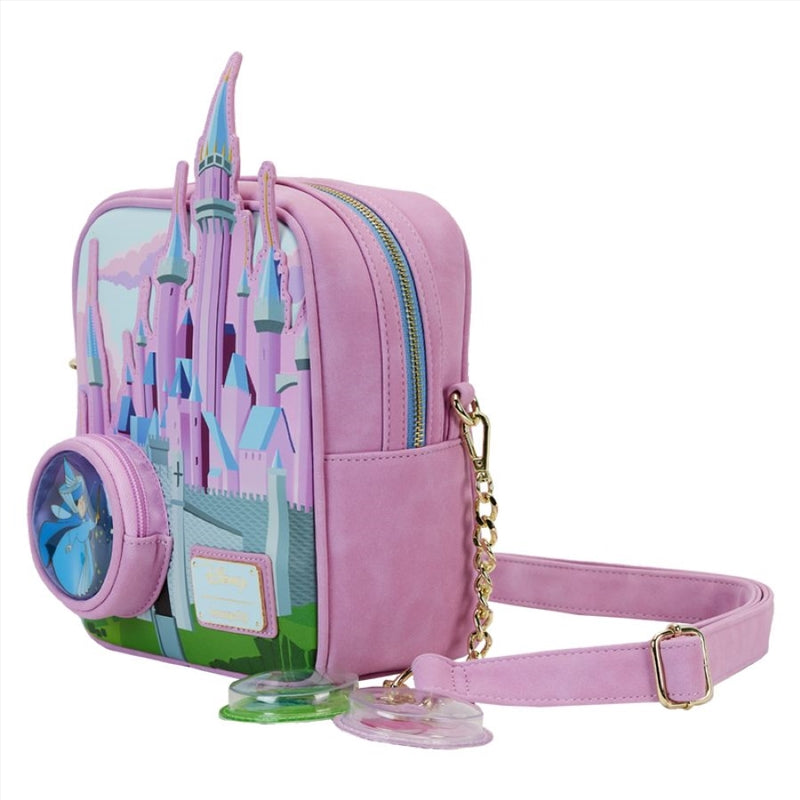 Loungefly Sleeping Beauty Castle Three Good Fairies Stained Glass Crossbody Bag