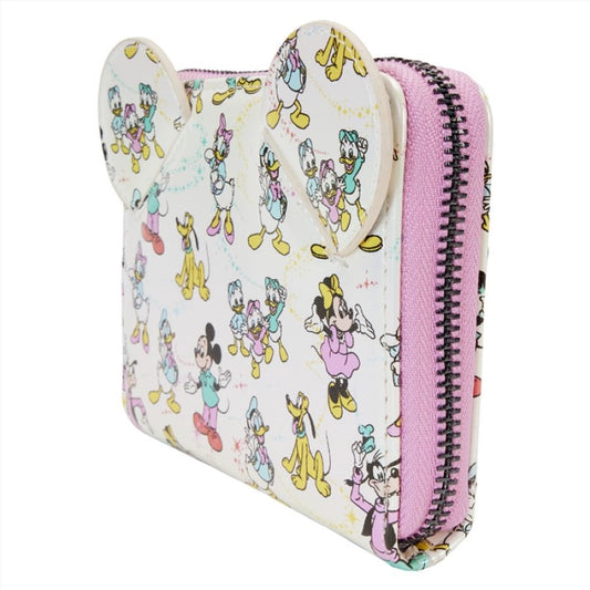 Loungefly Disney: D100 - Classic All-Over Print Iridescent Zip Around Wallet