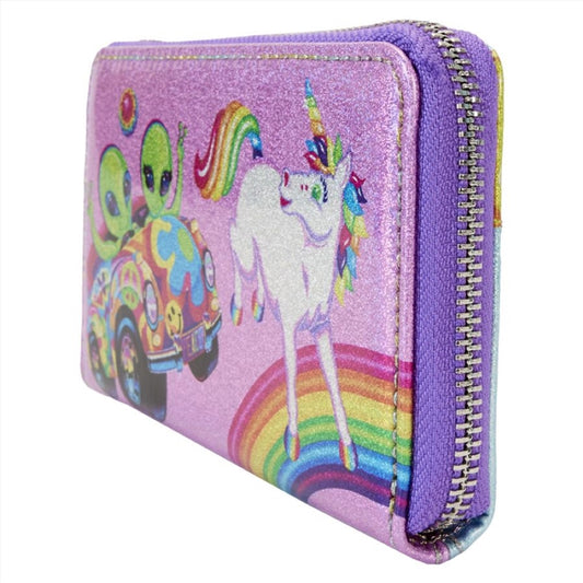 Loungefly Lisa Frank - Holographic Glitter Color Block Zip Around Wallet