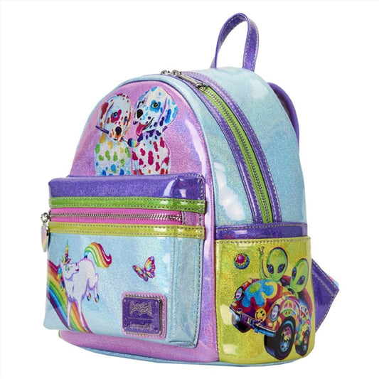 Loungefly Lisa Frank - Holographic Glitter Color Block Mini Backpack